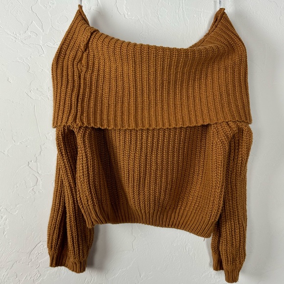 Lulu's Mustard Off-the-Shoulder Sweater - Picture 2 of 7